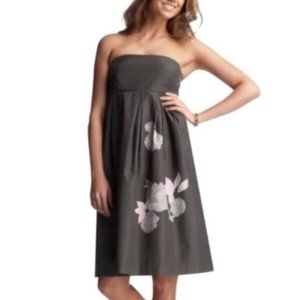 🌾GAP Silk Strapless Grey Floral Dress, 12